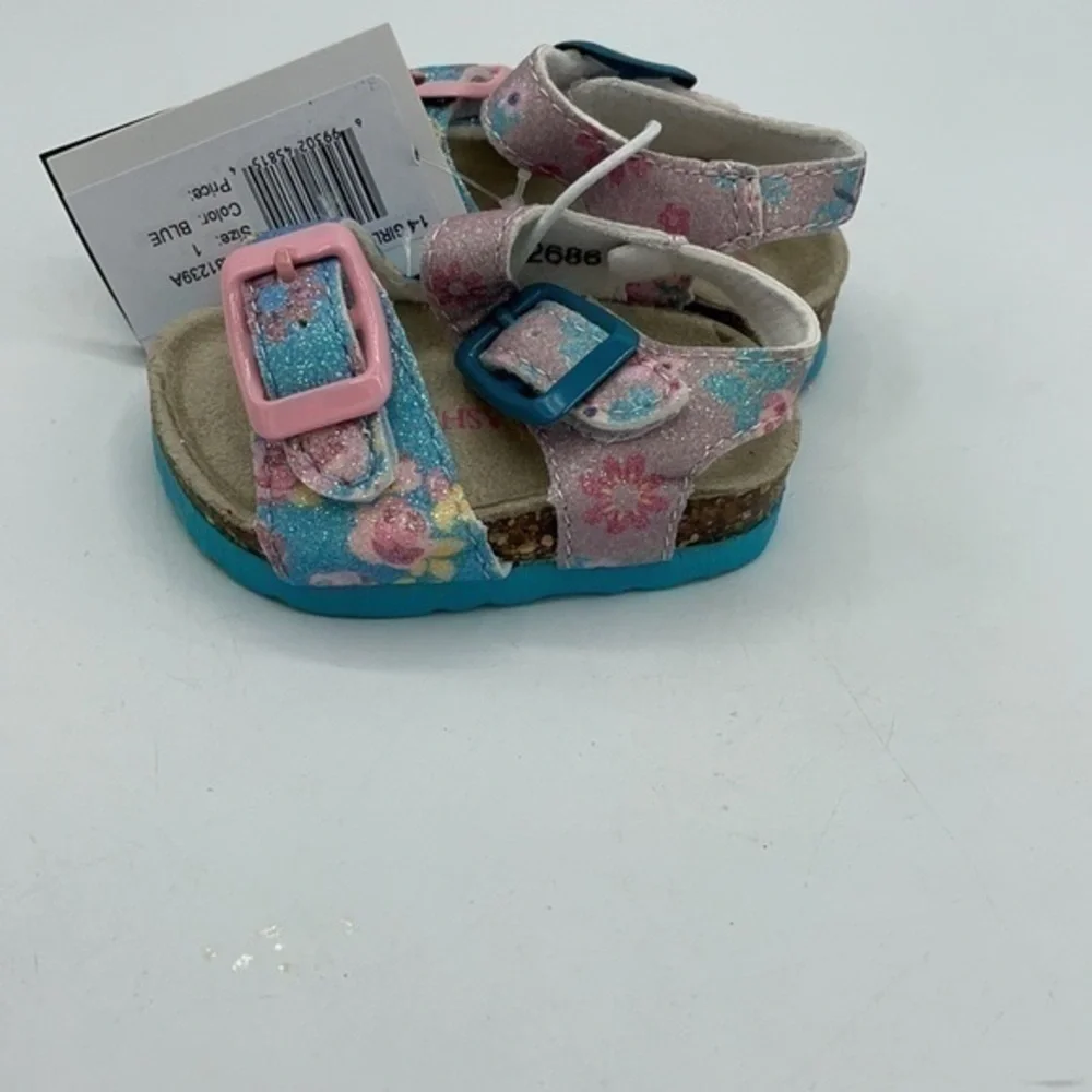 LAURA ASHLEY Blue & Pink Floral Sandals